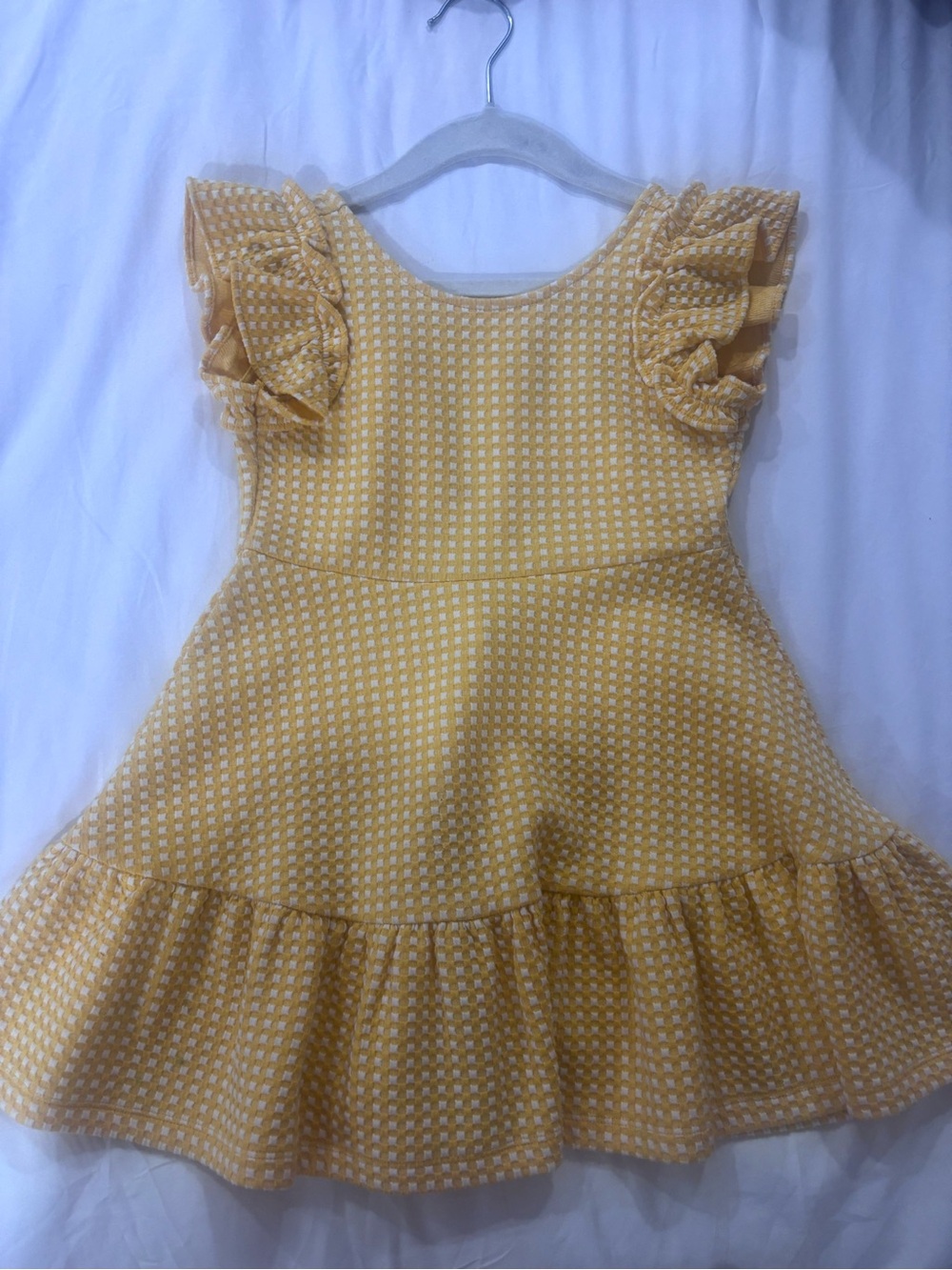 Janie and Jack Yellow Gingham Ruffle Sleeve Dress